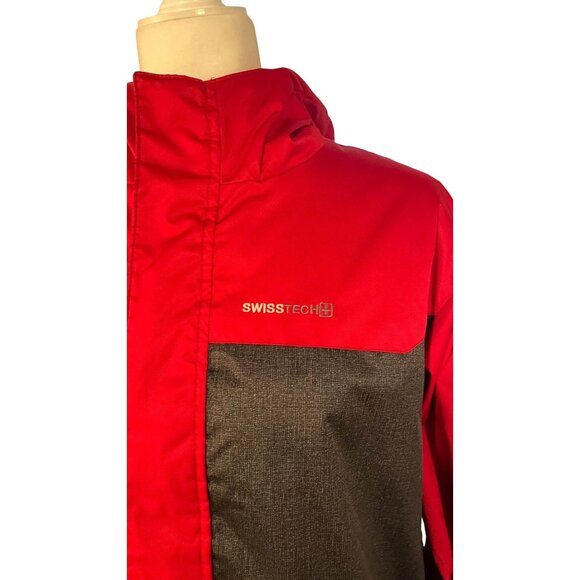 Swiss Tech Boys XL (14–16) Red & Black Hooded Winter Jacket – Warm, Durable, Col - Picture 2 of 4